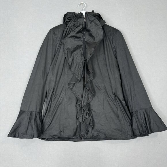 Creenstone Womens Jacket 40 Black Dramatic Ruffle Pillow Collar Witchy Gothic - Picture 1 of 16